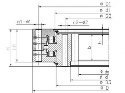 Three-row Cylindrical Roller Slewing Bearing(Internal Gear Type )